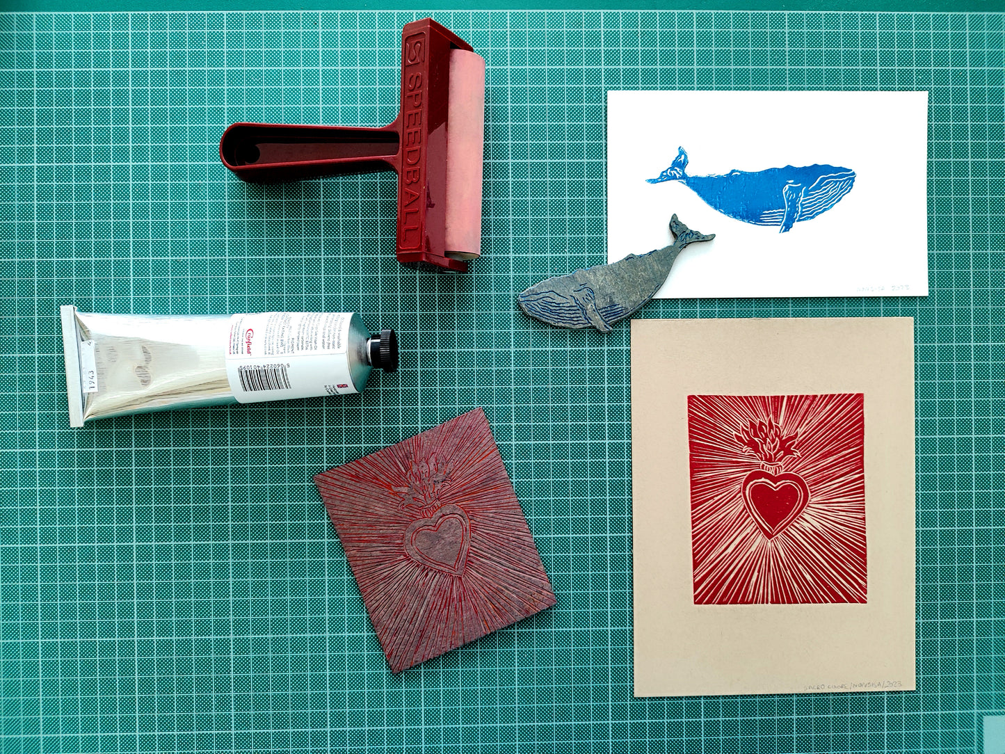 Linocut printmaking
